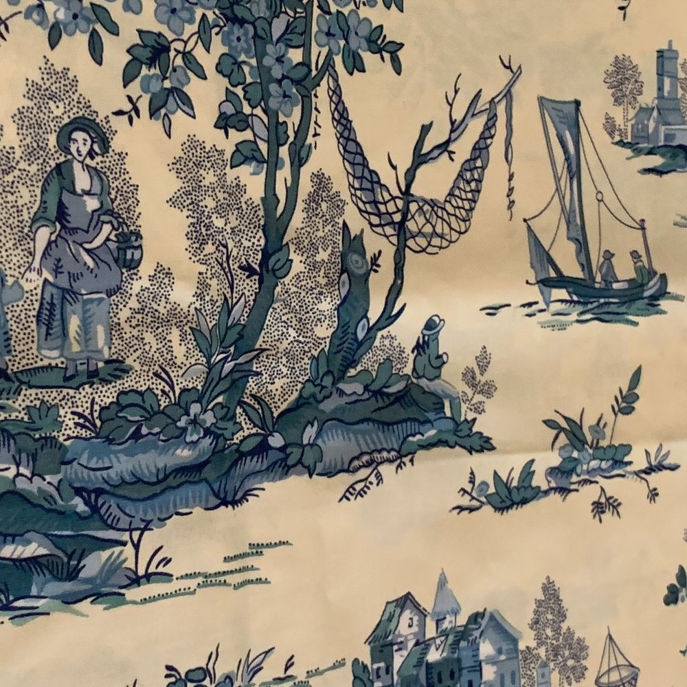 Gorgeous Vintage Chinoiserie Toile Bailey & Griffin Hand Printed Fishermen - Picture 12 of 16